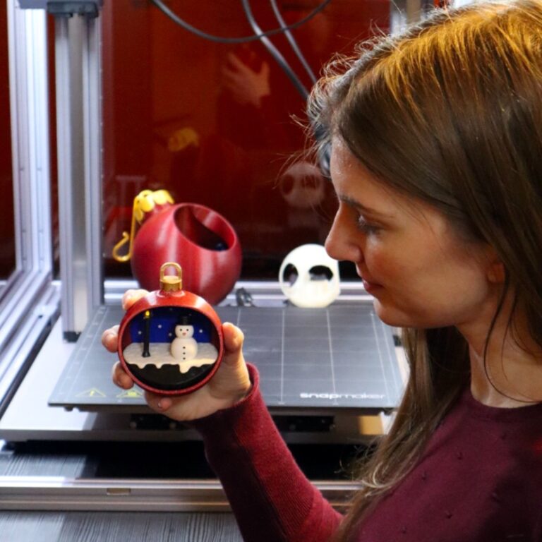 Image provided by Clara Lindner 3D Printed Christmas Ornaments Sphere Miniature Winter Scene