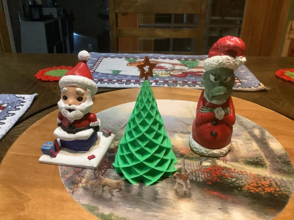 Image provided by Peter Denis 3D Printed Christmas Ornaments Santa Claus Tree Monster